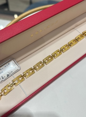 TSL谢瑞麟代购 足金999方块回形表链黄金手链手串 百搭专柜正品