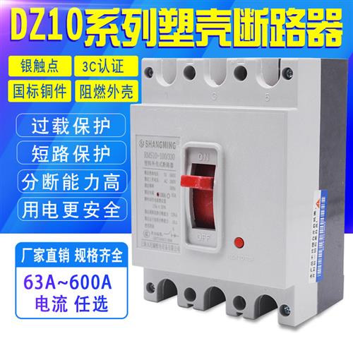 DZ10-63A 100A 160A250A400A空气开关3P380V塑壳断路器三相保护器 - 图1