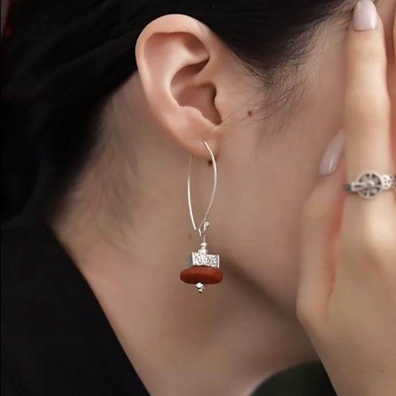 蜜蜡饼子耳环复古优雅搭配不规则做旧方圆枕随性独特古典耳饰,淘宝优惠券,粉丝福利购,淘宝优惠卷