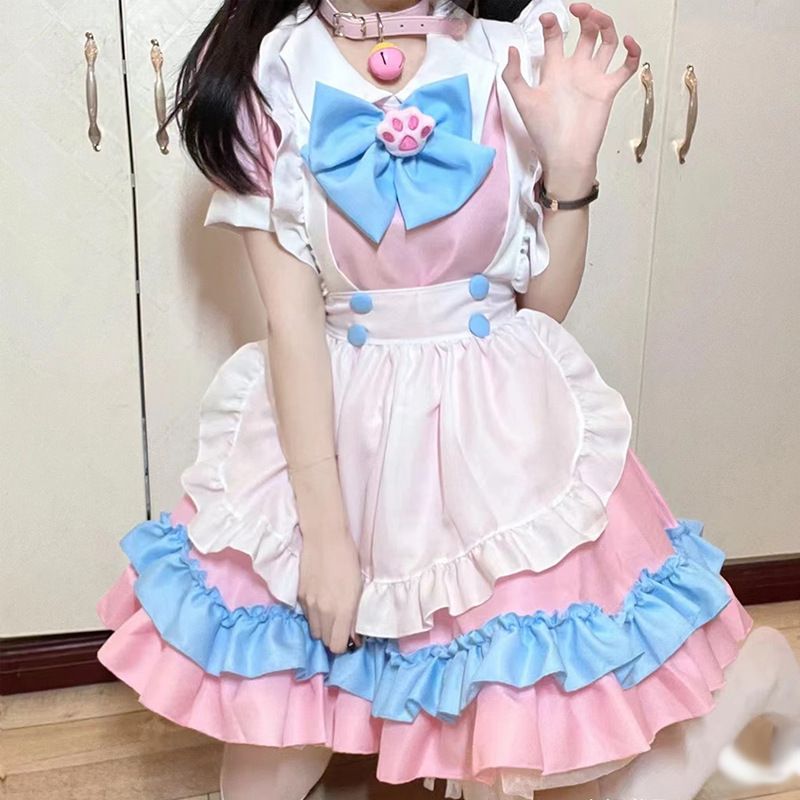 日系女仆可爱lolita裙少女动漫女佣服萝莉塔装cosplay表演服夏天-图0