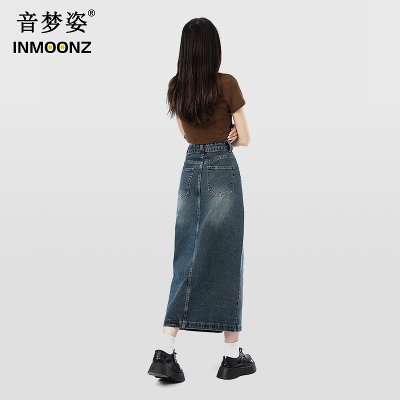 音梦姿复古蓝2023春夏新款牛仔裙 音梦姿半身裙