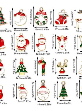 20Pcs Alloy Mixed Color Christmas Pendant Necklace Bracelet
