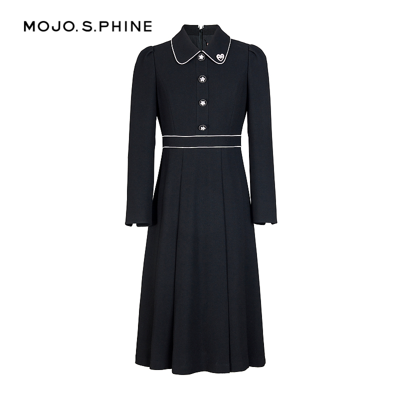 MOJO莫佐 设计感翻领连衣裙2024年新款南法假日精致收腰显瘦长裙 - 图3