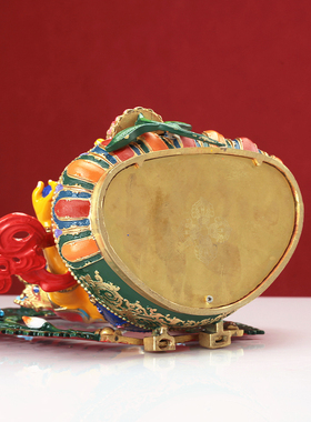 藏式纯铜七寸黄财神全身彩绘