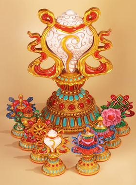 藏式树脂彩绘八吉祥朵玛食子花