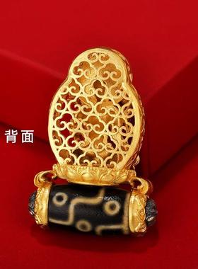 S925纯银镀金天珠白度母吊坠随身吊坠藏式小佛像吊坠白度母挂饰