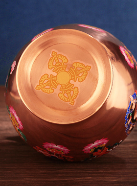 红铜宝瓶印花八吉祥紫铜宝瓶
