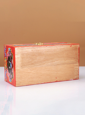 藏式八吉祥纸巾盒实木印花