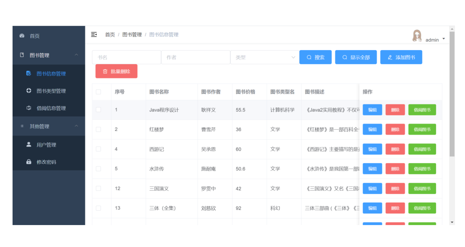 图书管理系统java springboot vue mybatis前后端分离借阅文档+源 - 图1