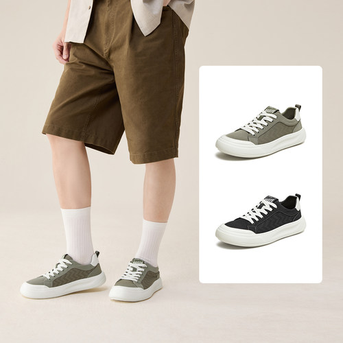 百思图26夏季商场新款打孔透气帆布鞋户外休闲运动男鞋L3690BM6 - 图3