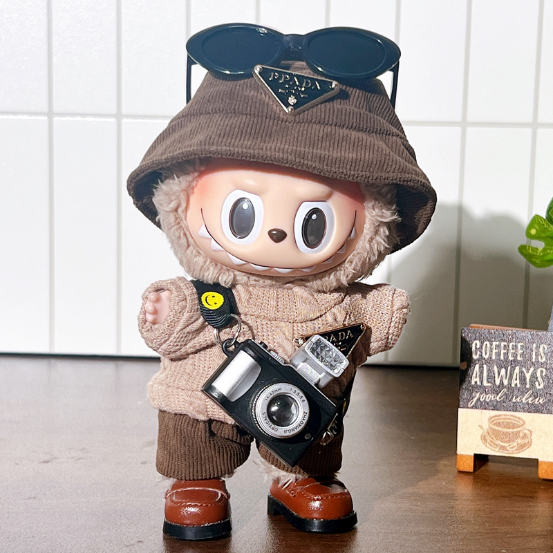 17cm拉布布心动bubu搪胶毛绒公仔挂件衣服背带裤套装着替娃衣鞋 - 图1