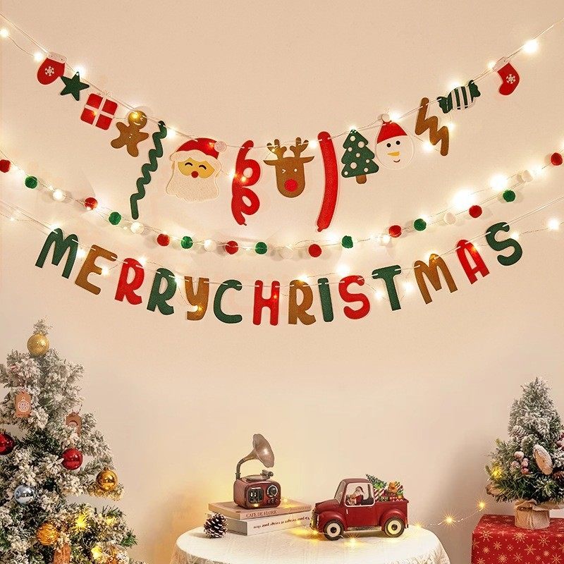 Christmas Party Felt Banner Wall Tree Decoration Bunting - 图2