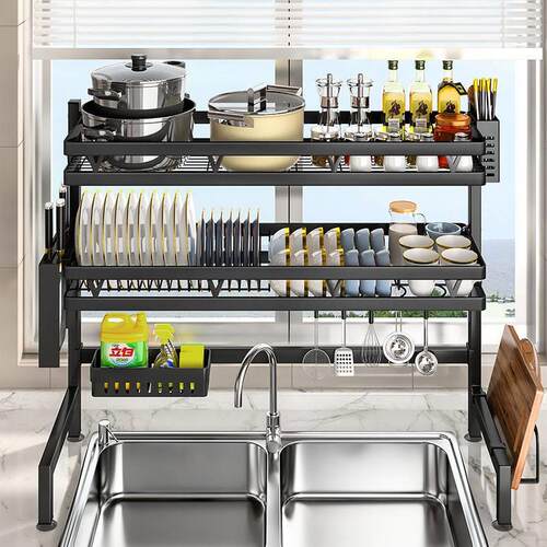 3-Tier Strong Rack kitchen drop large dish rack shelf bowl - 图1