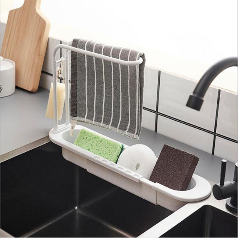 Sink Stand Kitchen Sink Organizer Dish Drainer Telescopic Ra - 图1