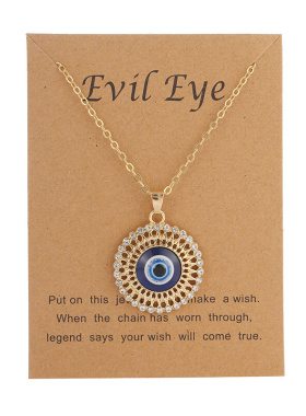 Necklace Devil's Eye 蓝色土耳其爱心镶钻滴油项链恶魔之眼
