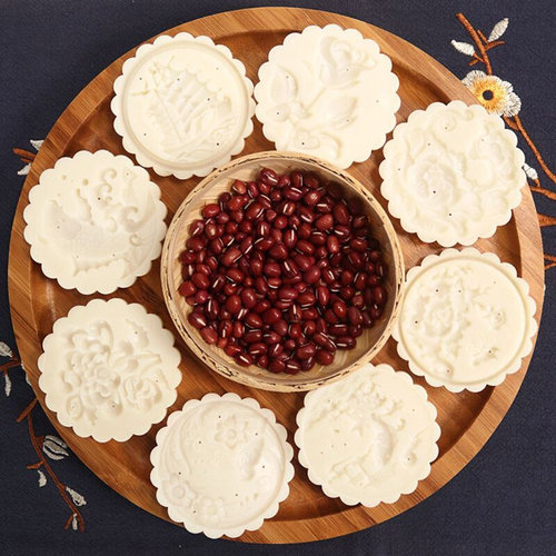 449C 8 Round Hand Press Mooncake Mould Mid-Autumn Food Gre - 图1
