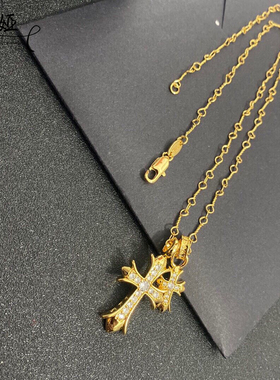 罗心十字架项链高级金色周杨青