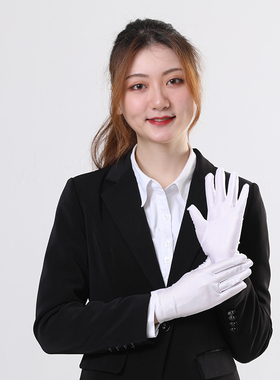 纯白色儿童学生表演手套