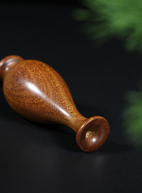 金星檀木平安瓶迷你花瓶插花摆件木艺木雕文玩家居装饰品实木无漆