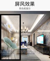 New product bifacial light transmission engraving steel-made art glass screen partition Custom Xuan modern New Chinese-style lotus flower