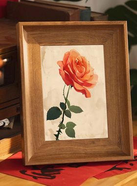 【原创】玫瑰花实木餐边柜台摆画