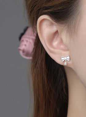 蝴蝶结铃兰花系列套装S999纯银项链女甜美森系磨砂花朵足银手饰