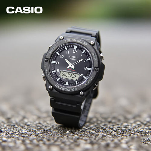 卡西欧手表男官方正品AQ-S820学生运动潮流大表盘防水太阳能手表 - 图2