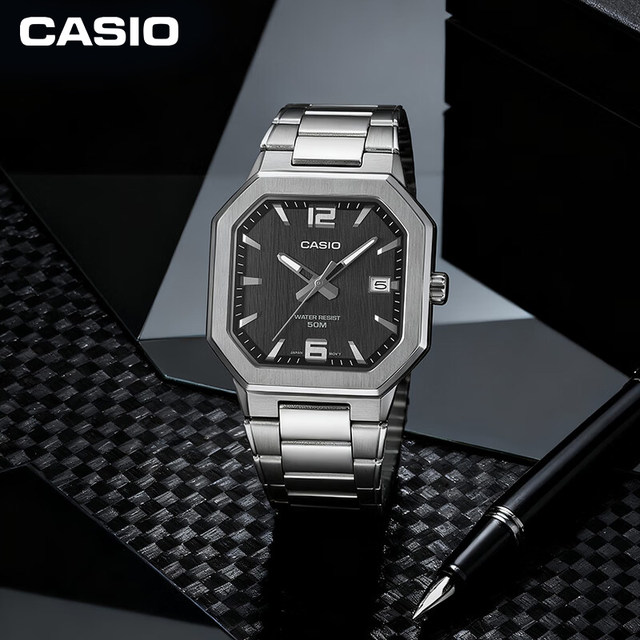 Casio watch men's MTP-B195 commuting casual simple fashion business metal square watch
