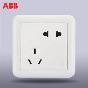 ABB开关插座面板德静雅白单开双开三开多控五孔三孔16A家用组合