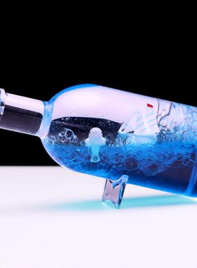 漂流瓶乘风破浪黑珍珠号帆船酒瓶沙漏油滴生日礼解压桌面摆件