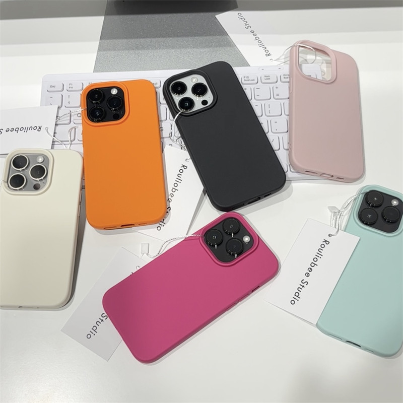 软糯真肤感硅胶ins适用iphone15promax高级多色14pro苹果13手机壳12纯色11荔枝纹15plus情侣高级感简约防摔套