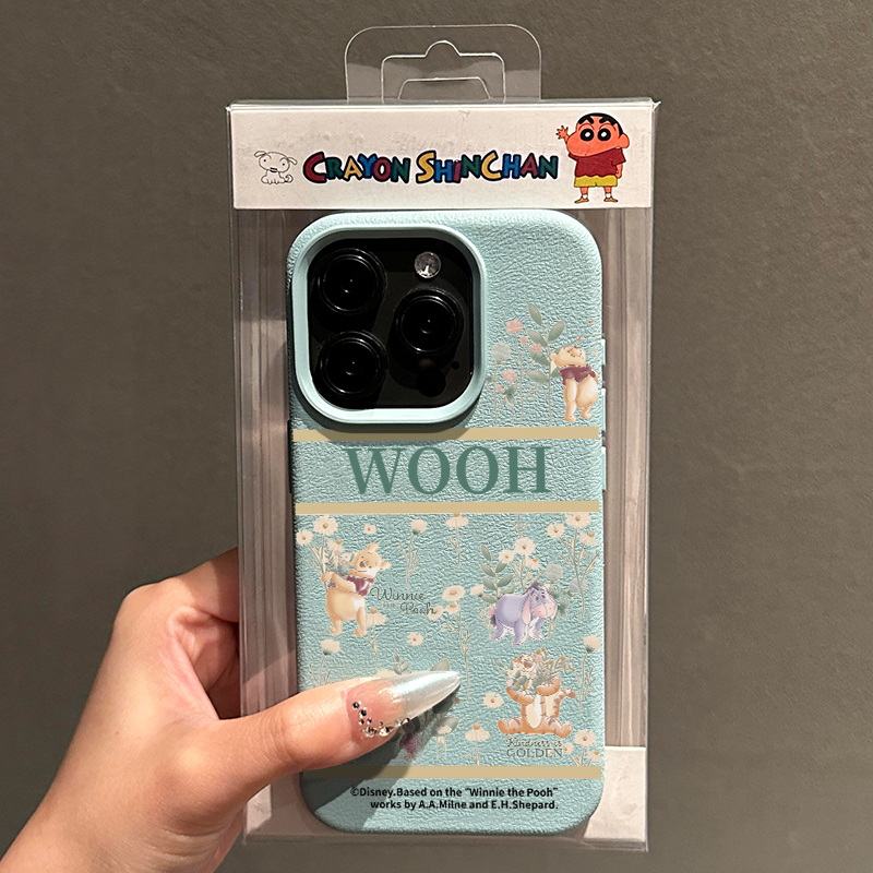 田园风维尼熊适用苹果16/15promax手机壳iphone14pro可爱卡通13软壳12女新款11荔枝纹肤感防摔plus多色软套壳