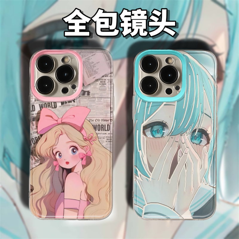 卡通可爱涂鸦Kitty动漫初音适用iphone15promax苹果13手机壳华为mate60新款nova12荣耀vivox100小米14OPPO套