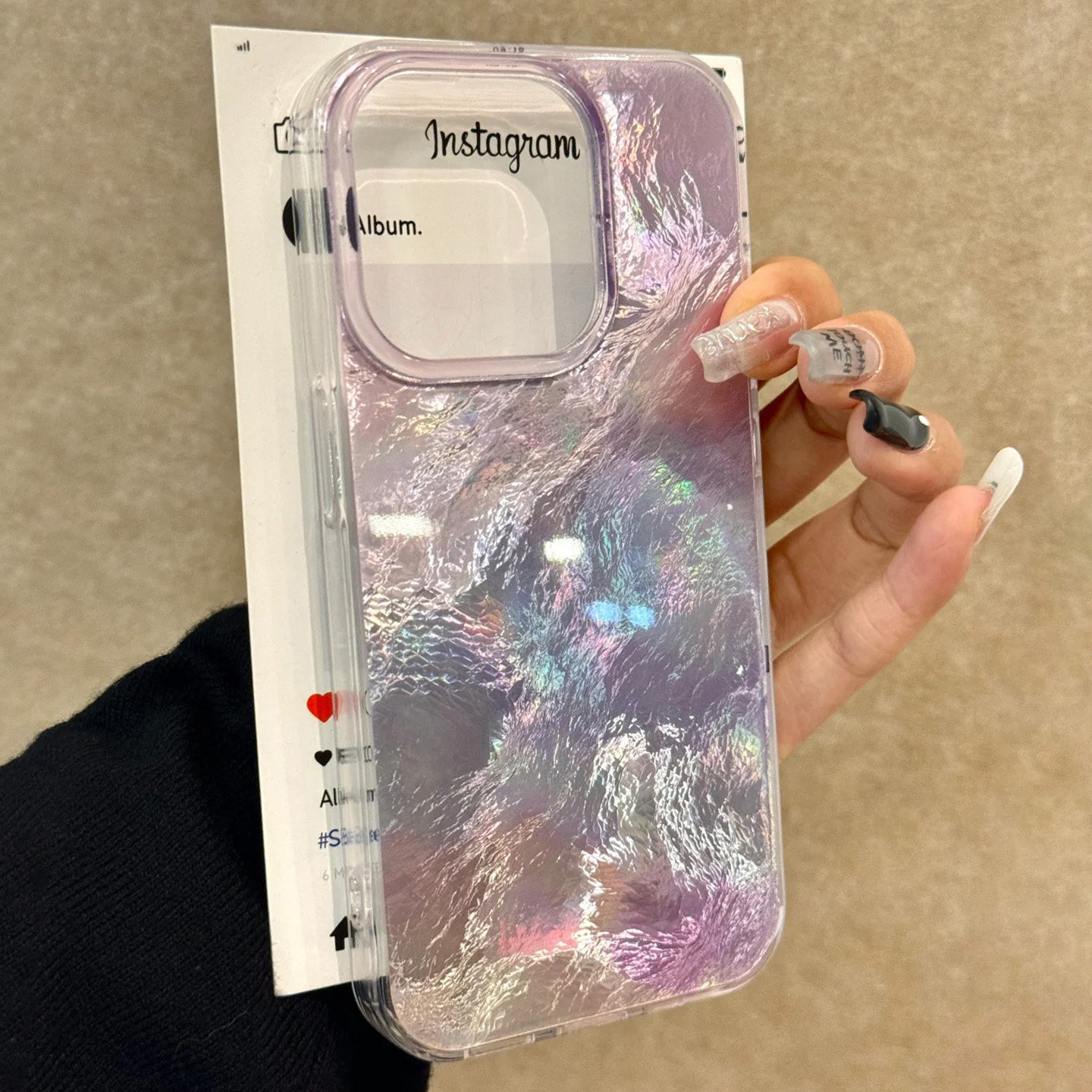 紫色渐变锡纸纹适用苹果15/16手机壳16Pro卡通vivox100冰裂纹红米note13防摔小米14华为pura70荣耀200女OPPO