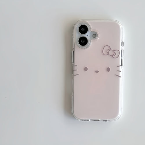 可爱淡粉小猫咪适用苹果17promax手机壳iphone16e新款奶油IMD壳15pro华为mate70荣耀vivox200小米15OPPO防摔 - 图1