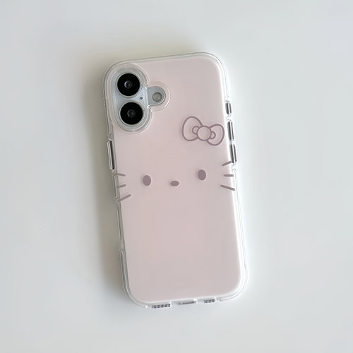 可爱淡粉小猫咪适用苹果17promax手机壳iphone16e新款奶油IMD壳15pro华为mate70荣耀vivox200小米15OPPO防摔 - 图0