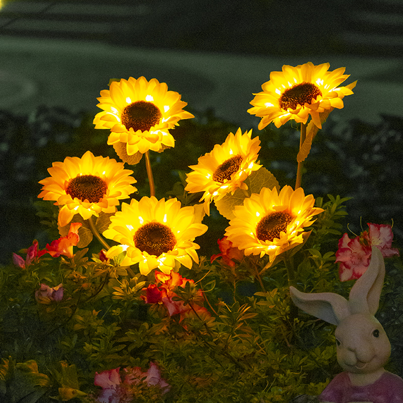 太阳能向日葵花灯户外防水led庭院花园装饰太阳花草坪地插景观灯