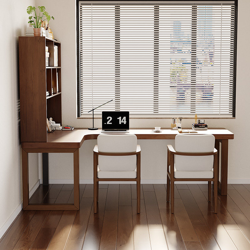 实木转角书桌书架一体靠窗台学生家用学习书柜写字桌卧室办公电脑,淘宝优惠券,粉丝福利购,淘宝优惠卷