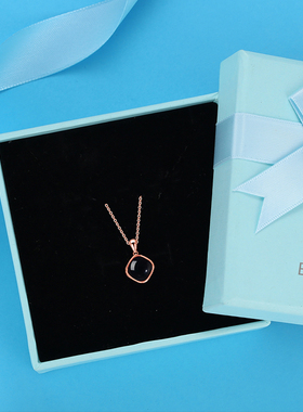 黑玛瑙银项链女方圆小众高级感金属撞色时尚大气刻字气质锁骨链