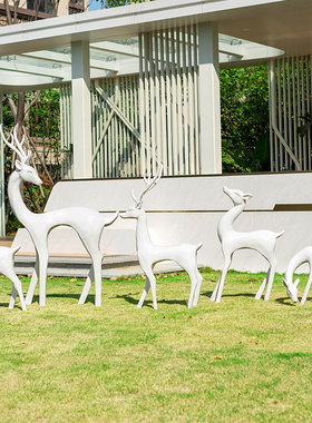 户外玻璃钢抽象梅花鹿雕塑