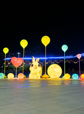 卡通兔子大摆件婚庆爱心气球装饰