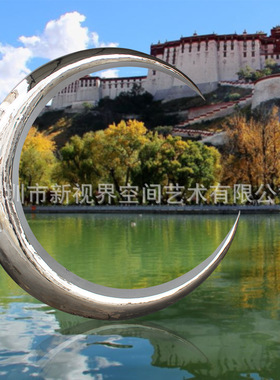 湖南雕塑工厂加工定制大型广场园林景观小品 304不锈钢圆环雕塑