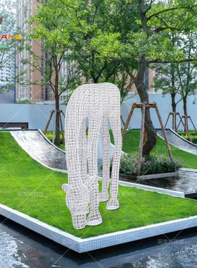 不锈钢铁艺编制鹿雕塑 户外园林景观落地摆件 不锈钢鹿雕塑