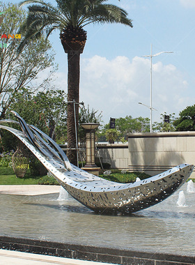 商场酒店售楼中心水景景观 不锈钢鲸鱼雕塑 创意镂空鲸鱼雕塑摆件