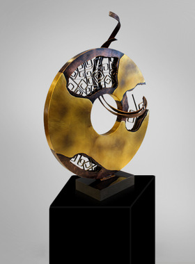 铁艺做旧圆环镂空雕塑摆件纯手工金属艺术品摆饰酒店家居通用雕塑