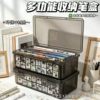 Multifunctional stationery box can be combined and stacked, pencil box, makeup daily necessities storage box, transparent black desktop back-to-school supplies