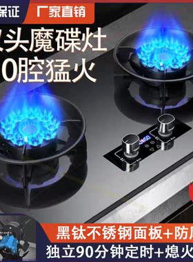 德国翻盖然气灶双灶魔蝶猛火家用煤气灶液化灶定时十腔台嵌入两用