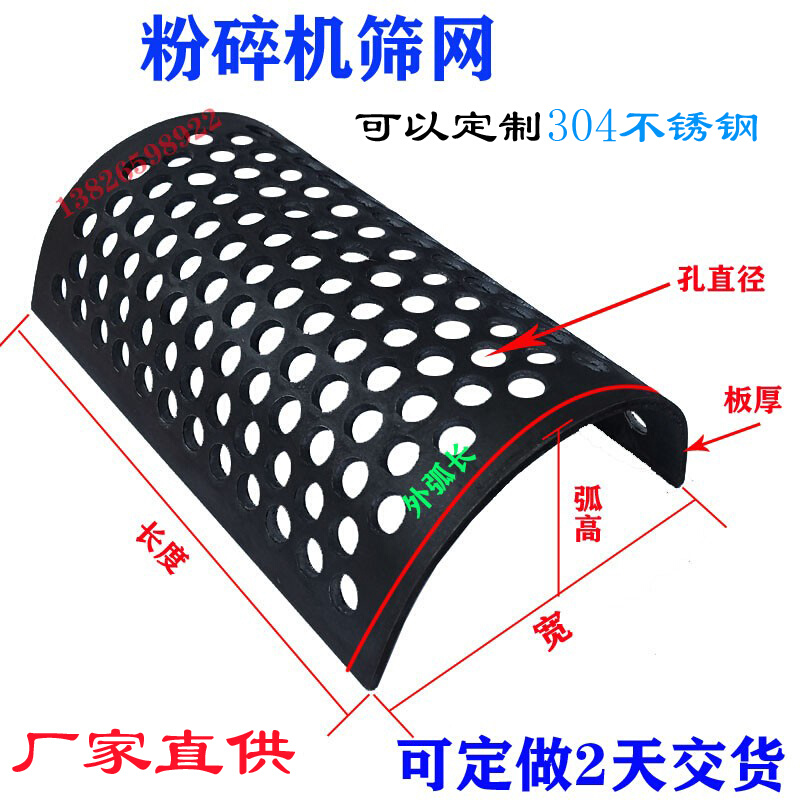 新品塑料粉碎机筛网子饲料石头机304H不锈钢冲孔板锤破碎机网筛片 - 图2