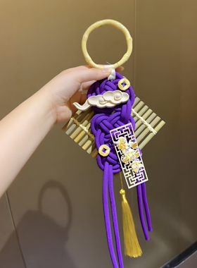 紫色中秋门挂双钱结非遗挂件