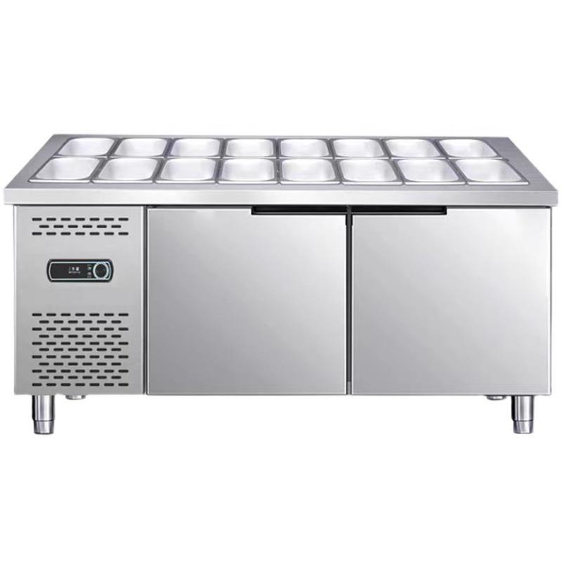 商用不锈钢开槽沙拉台冷藏沙拉披萨工作台水果捞展示柜小菜柜冰箱 - 图3